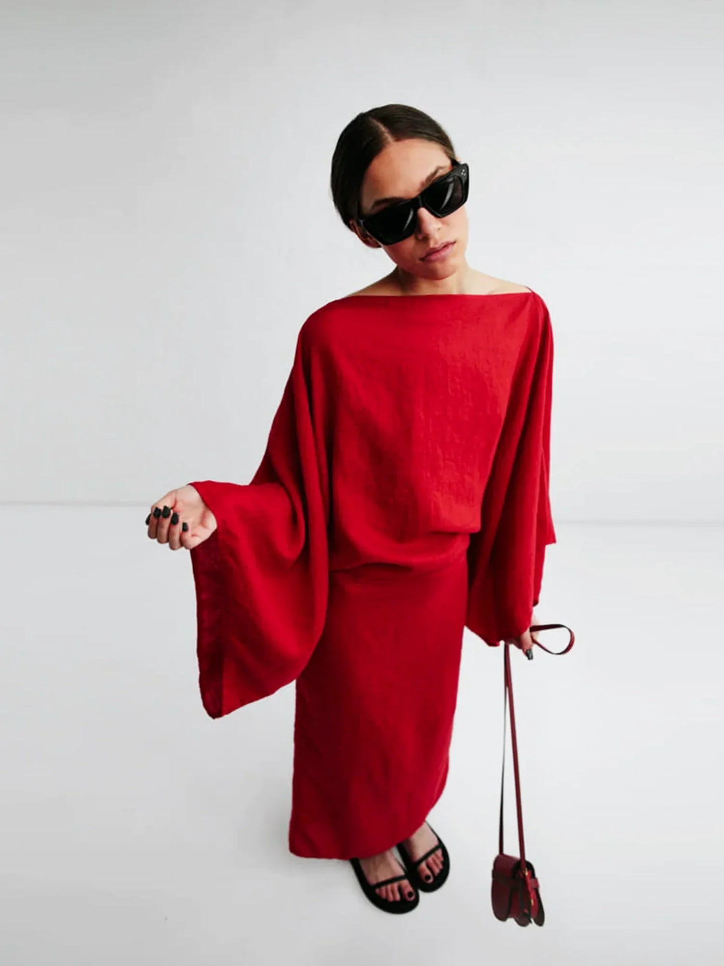 Elegant Floral Midi Kimono Dress