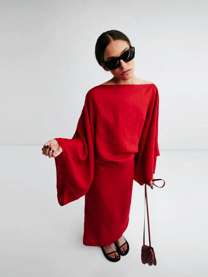 Elegant Floral Midi Kimono Dress