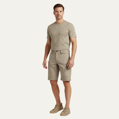 Men's Cargo Shorts Summer Casual Cotton Beige