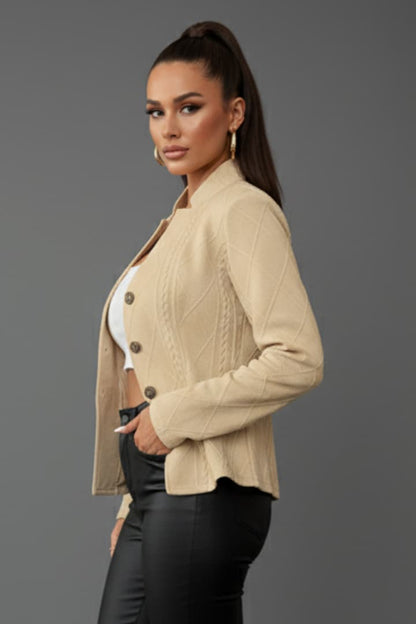 Women's Lapel Collar Blazer Button Front Closure