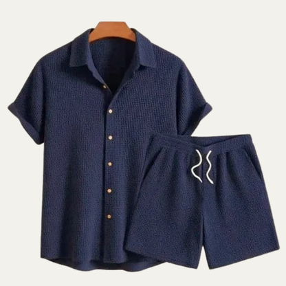 Men's Summer Casual Shirt And Shorts Set