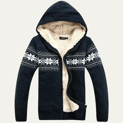 Men's Knit Zip Up Jacket Nordic Pattern