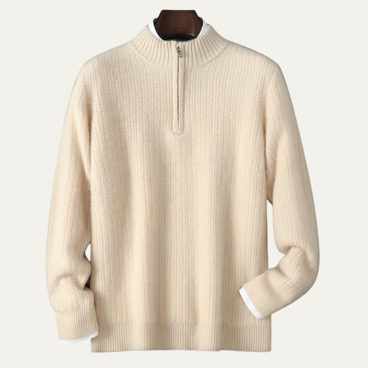 Men's Winter Knit Sweater Quarter Zip High Collar