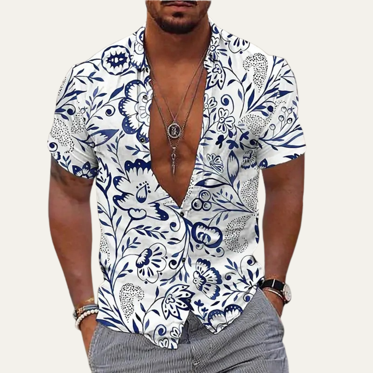 Men's Hawaiian Beach Shirt Coconut Print