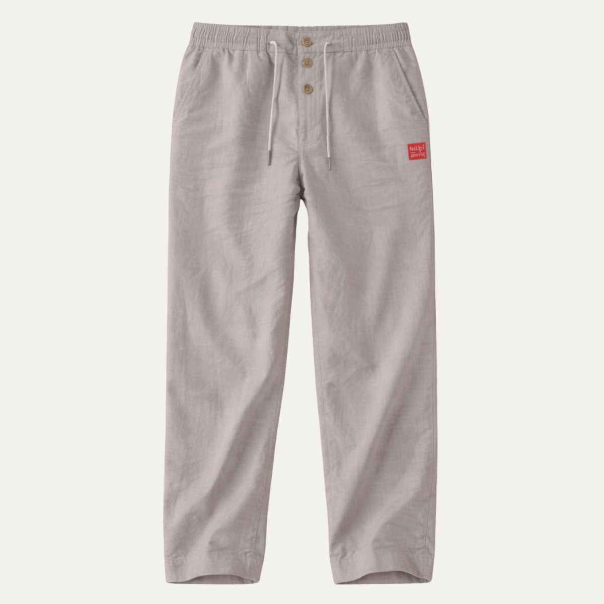 Men's Cotton Linen Straight Leg Pants Lightweight Beige - VibreMode
