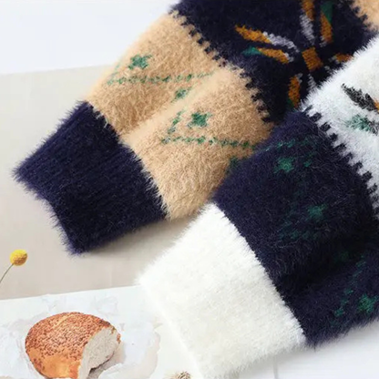Men's Fleece Crewneck Sweater Nordic Pattern