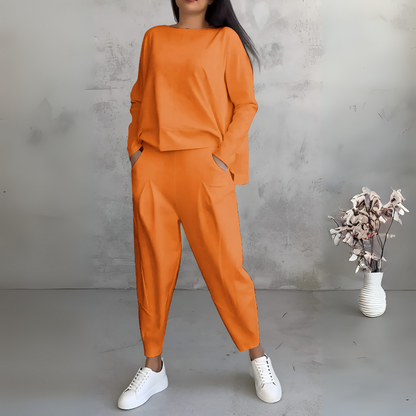 Women's Two-Piece Leisure Suit Long Sleeves Round Neck