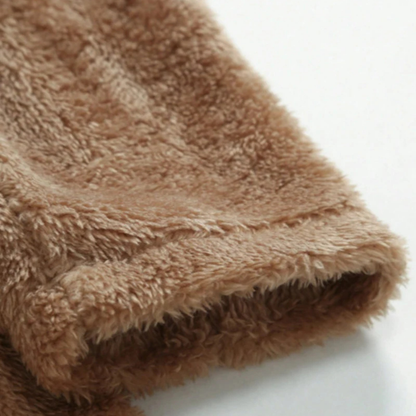 Fairchild Men's Double Breasted Plush Winter Coat Brown