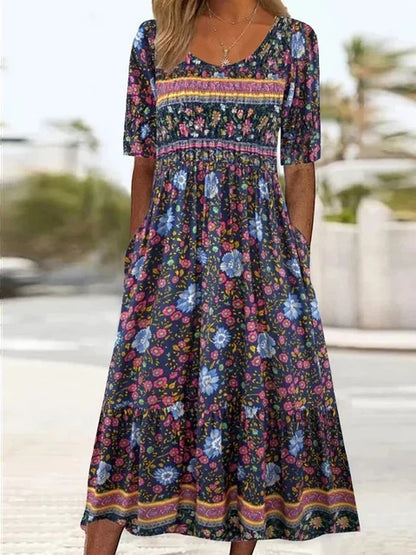 Women's Midi Boho Print Dress