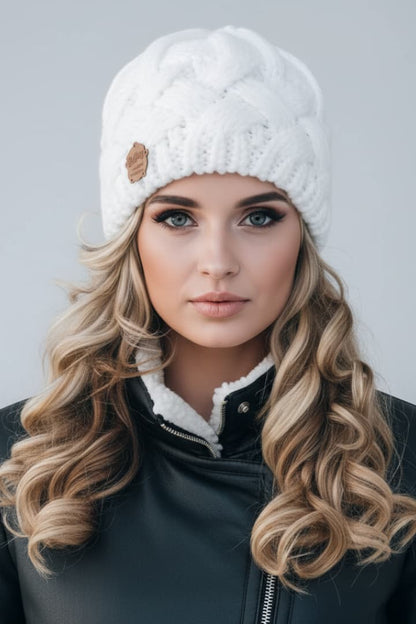Women's Knit Beanie Thick Wool Folded Brim