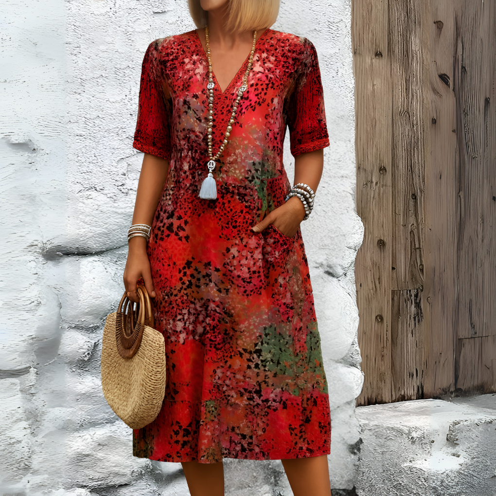 Women's Soft V-Neck Midi Dress