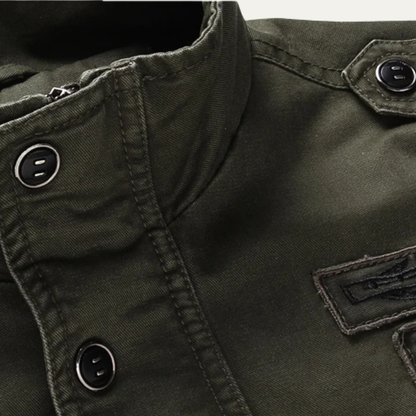 Men's Military Cargo Jacket Stand Collar Olive