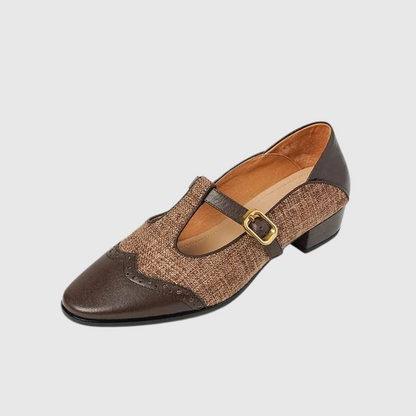 Classic Two Tone Mary Jane Women's Low Heel Shoes