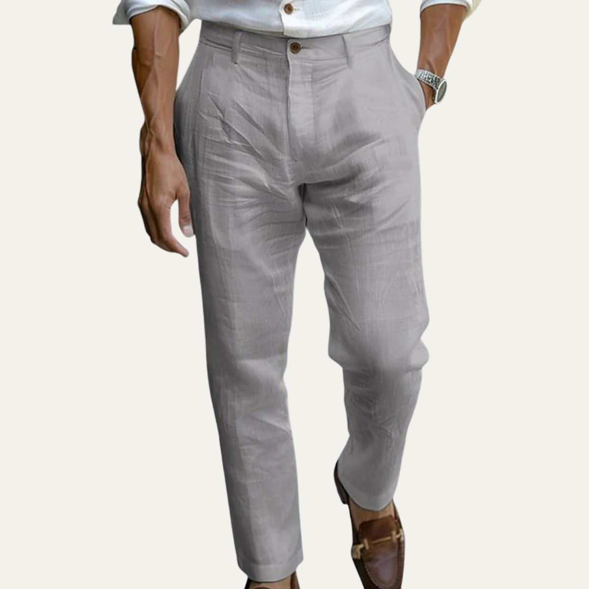 Men's Cotton Linen Ankle Pants