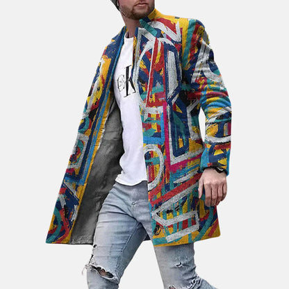 Men's Casual Adjustable Jacket Street Print Coat
