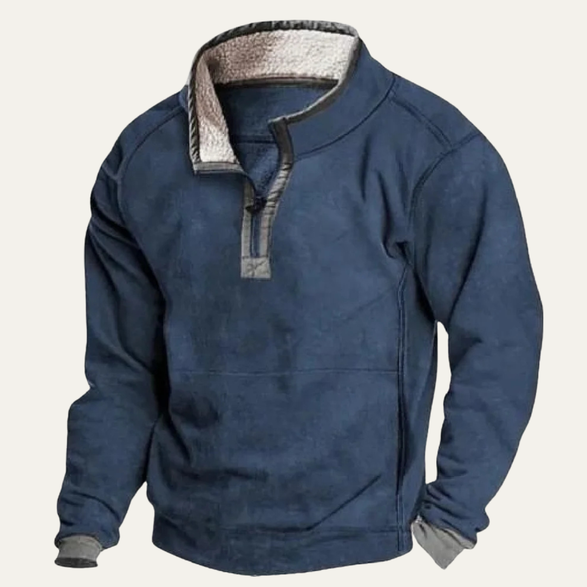 Mens Stand Collar Sweater Warm Half Button Outdoor