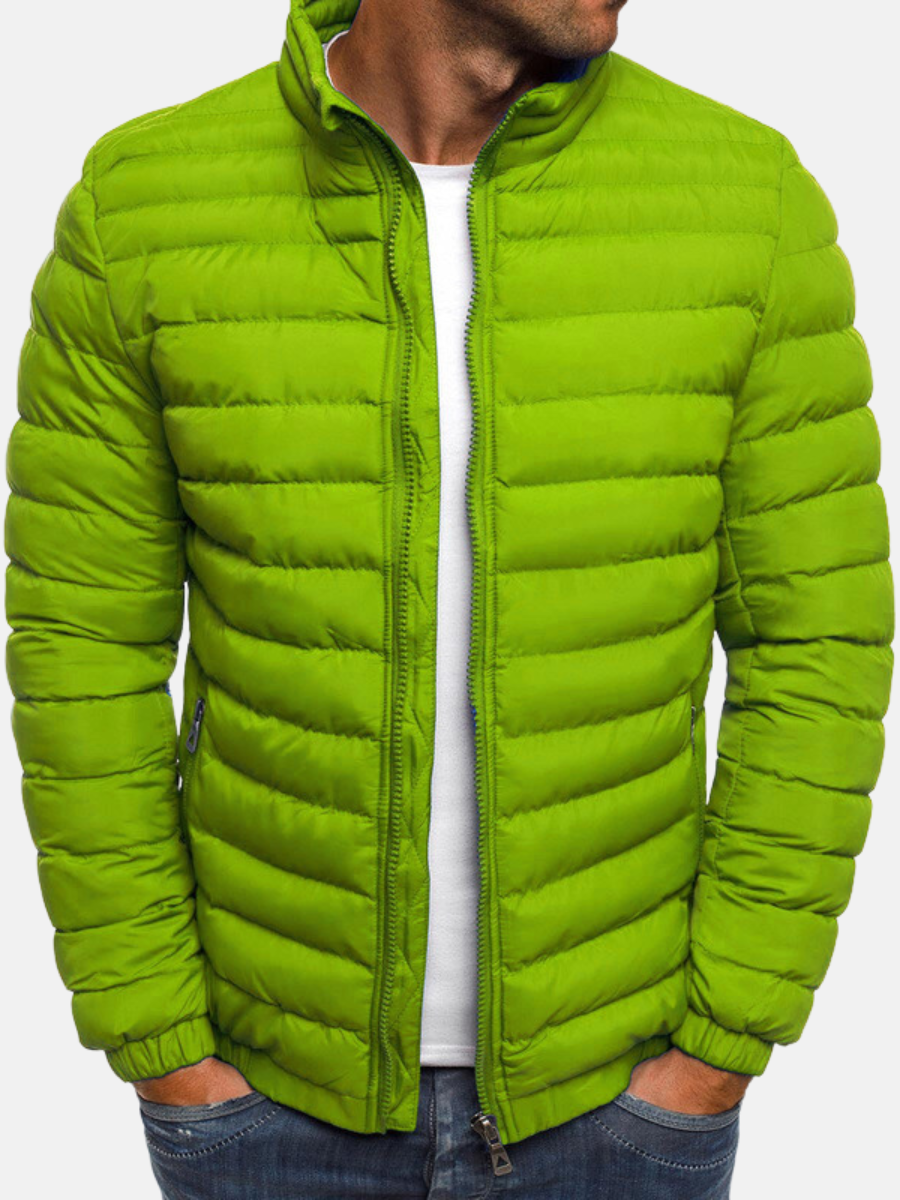Men's Puffer Bomber Jacket Zip Closure