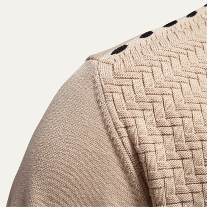 Men's Textured Knit V Neck Cardigan