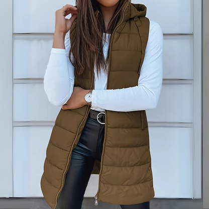 Warm Women's Down Hooded Waistcoat