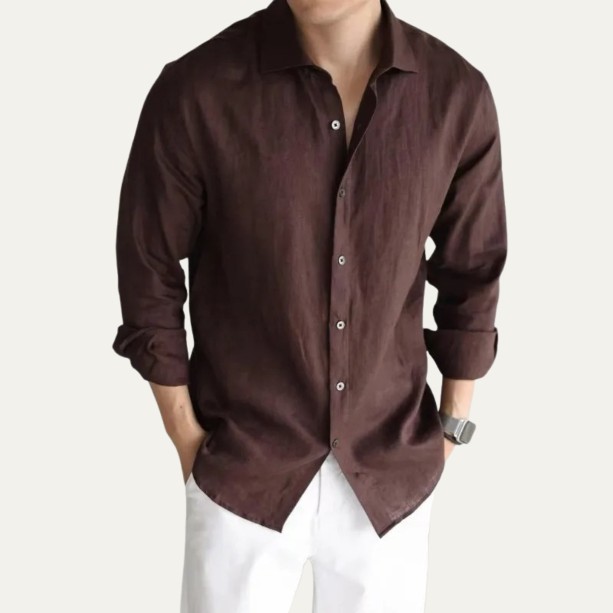 Men's Casual Business Shirt Cotton White