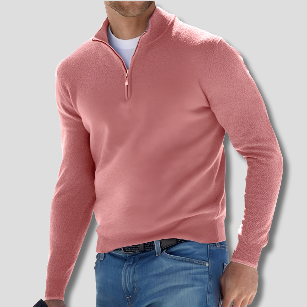 Men's Cotton Knit Zipper Pullover Sweater