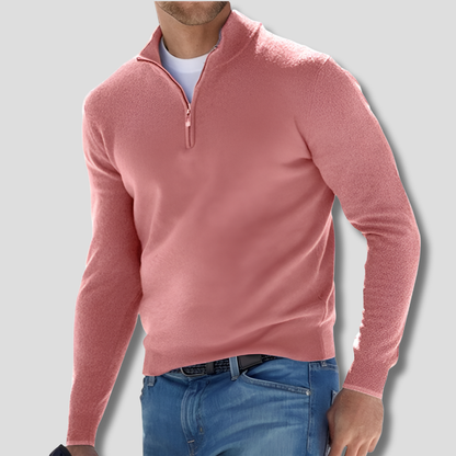 Men's Cotton Knit Zipper Pullover Sweater