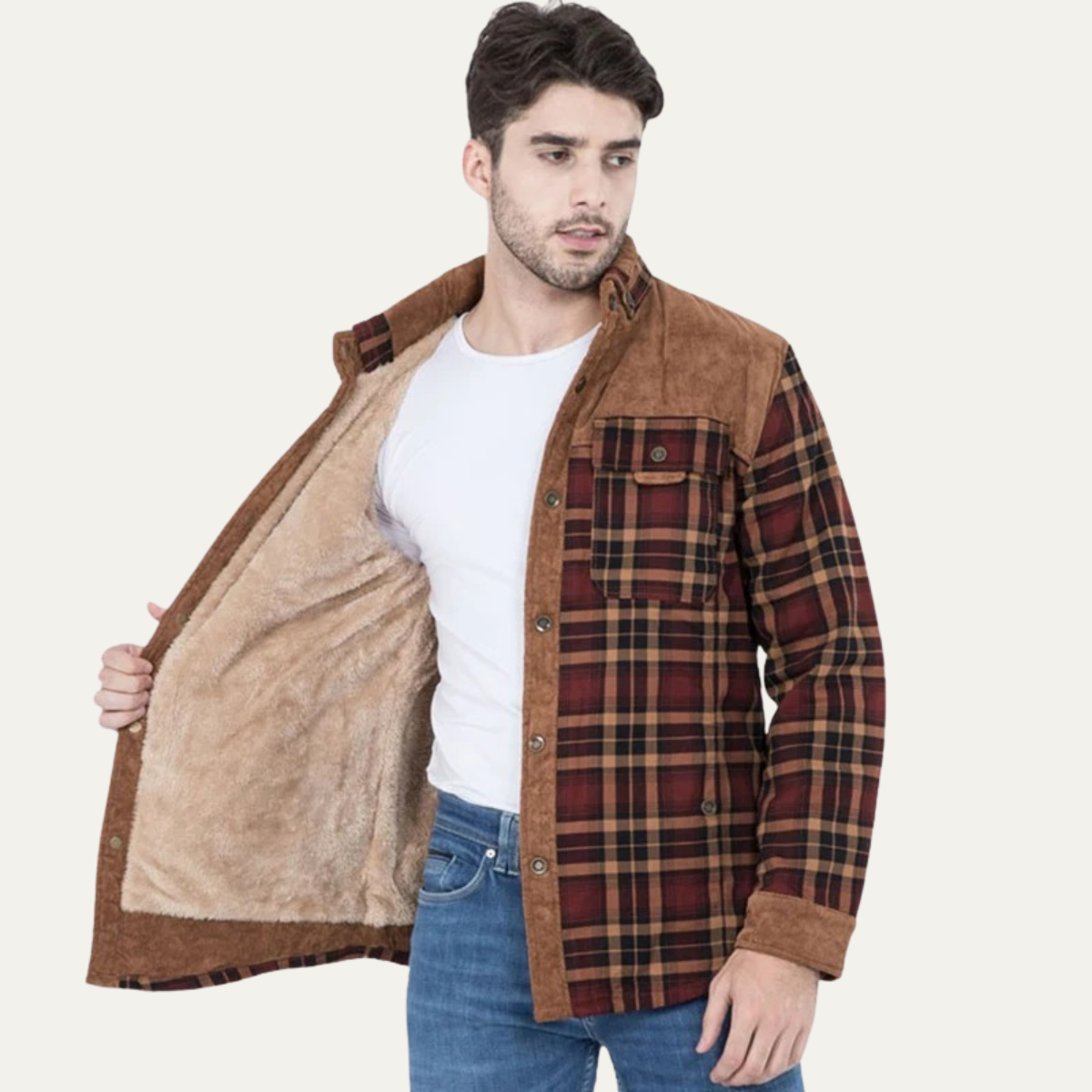 Men's Fleece Lined Flannel Jacket Plaid