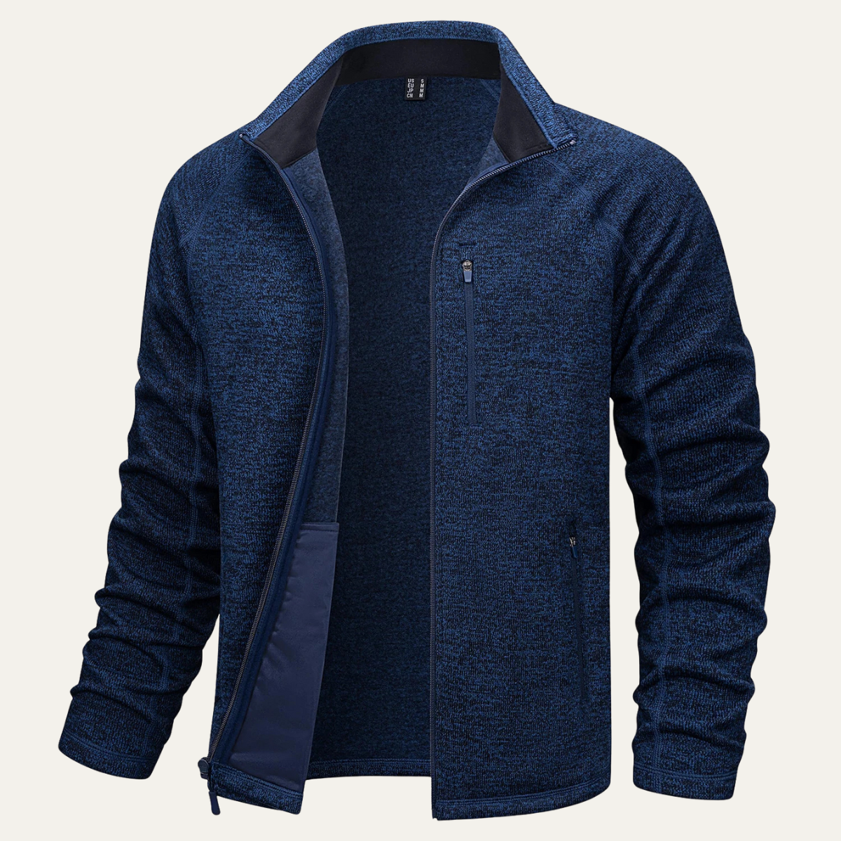 Men's Full Zip Fleece Jacket Warm Knitted
