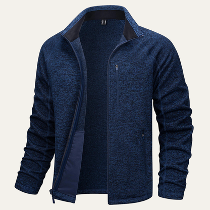 Men's Full Zip Fleece Jacket Warm Knitted