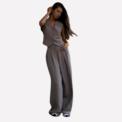 Women's Sleeveless Vest And Pants Set