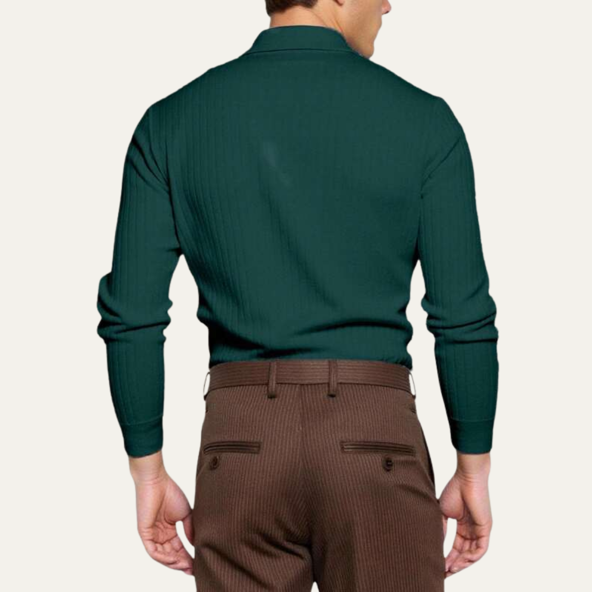 Men's Long Sleeve Ribbed Polo Shirt