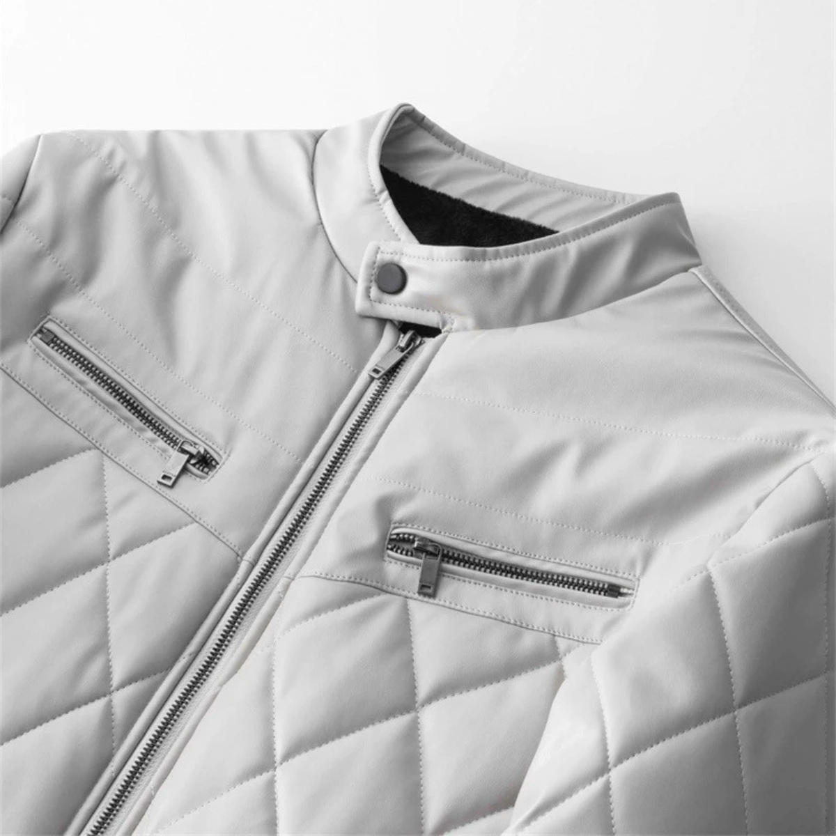 Men's Quilted Leather Biker Jacket