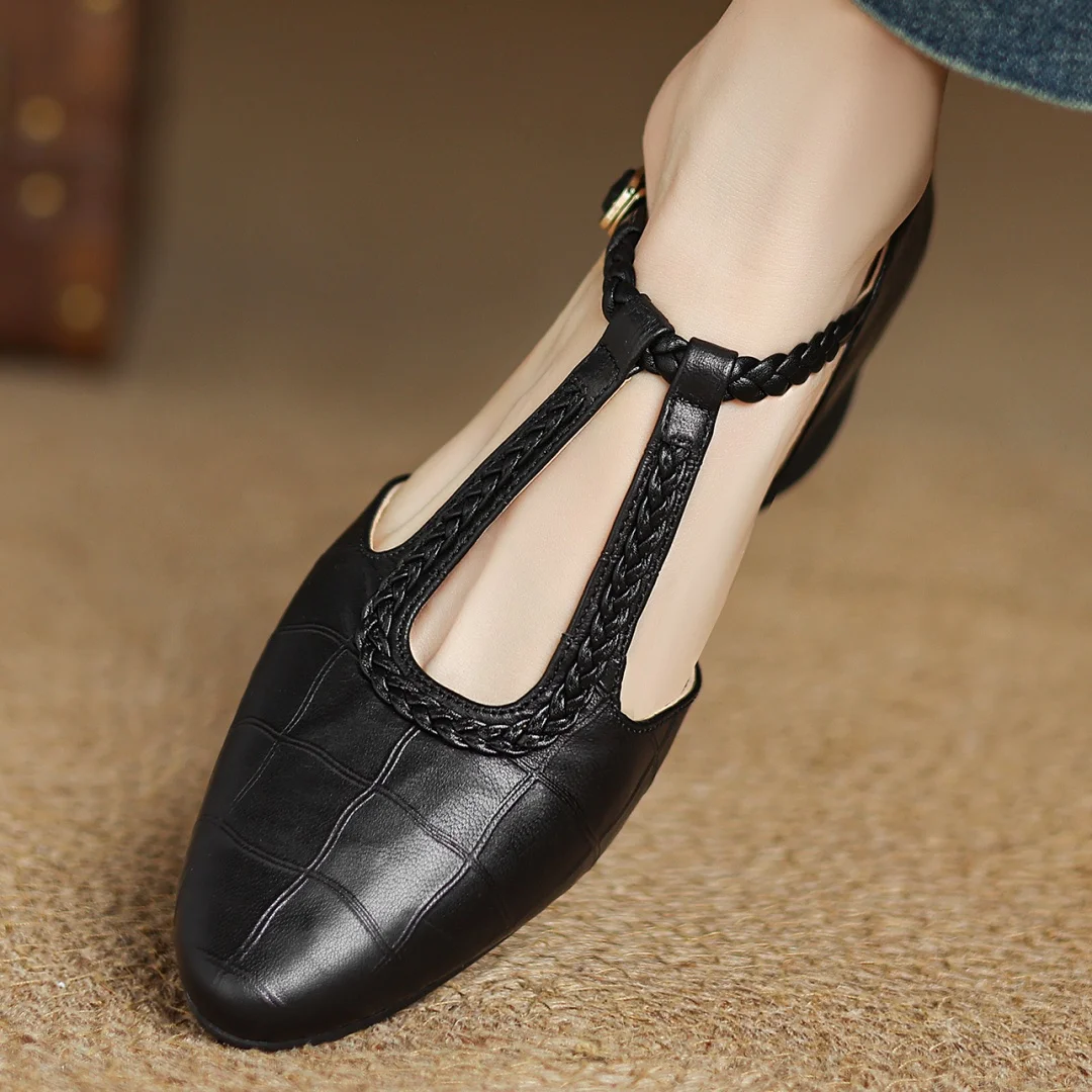 Classic Ladies Pointed Toe Leather Flat Shoes