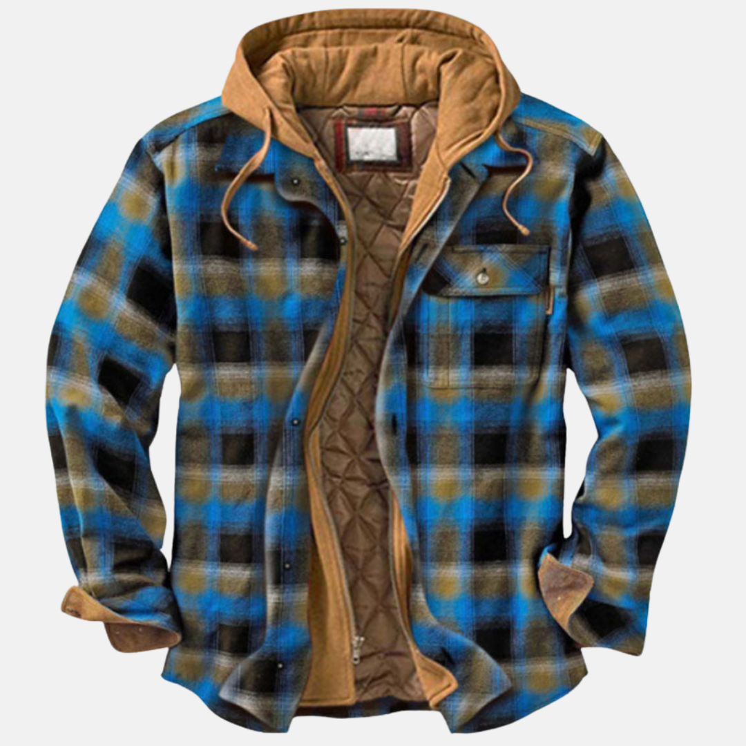 Men's Plaid Hooded Jacket Shirt