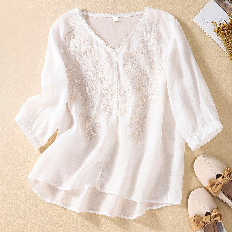 Casual Breast Cotton Blend Top