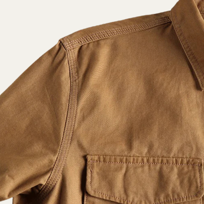 Men's Cotton Cargo Work Shirt Button Up With Pockets