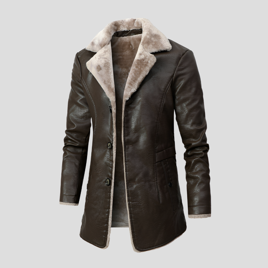 Men's Leather Coat Shearling Lined