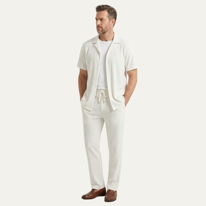 Men's Linen Two Piece Set Lightweight Shirt Pants