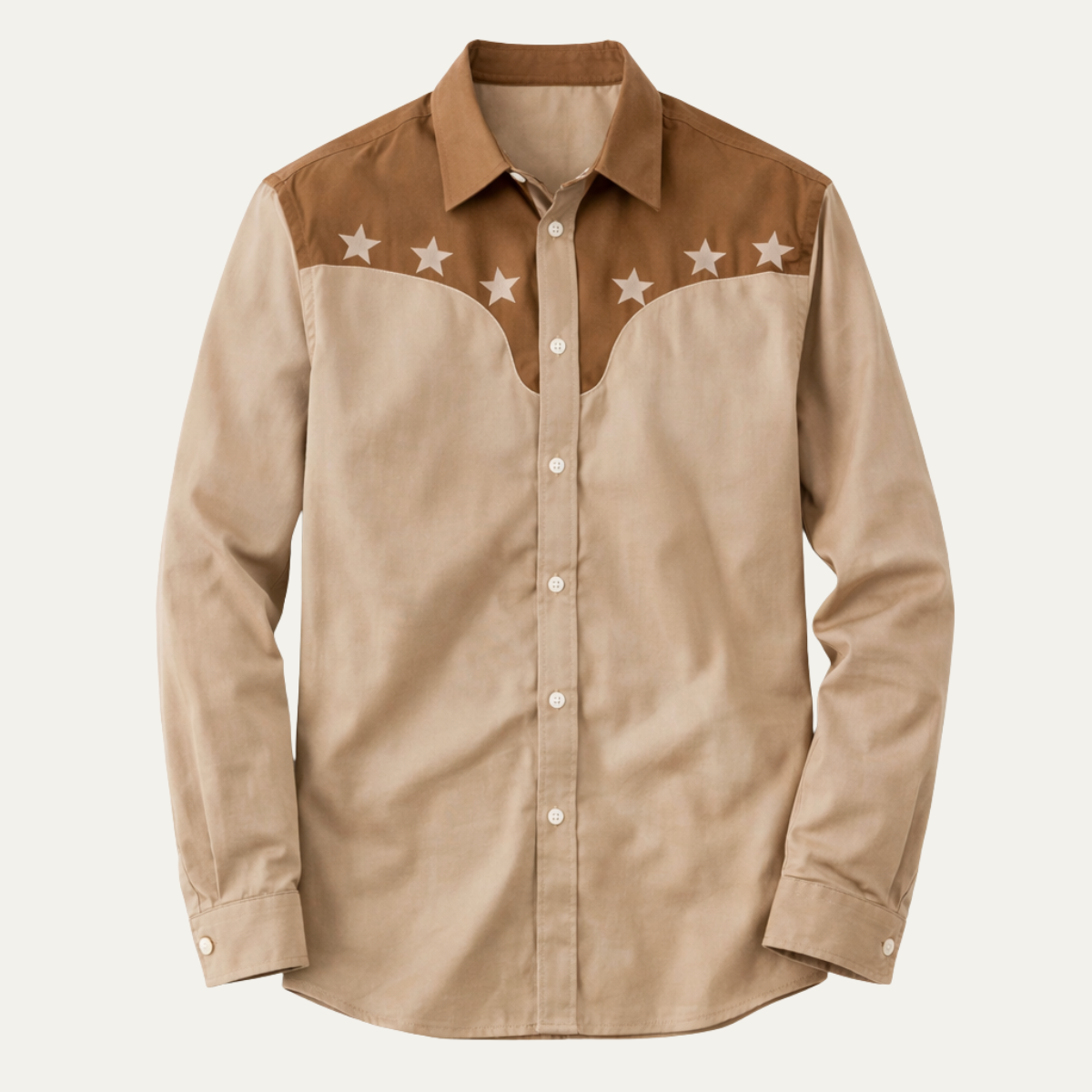 Men's Western Denim Shirt Two Tone Patchwork Blue - VibreMode