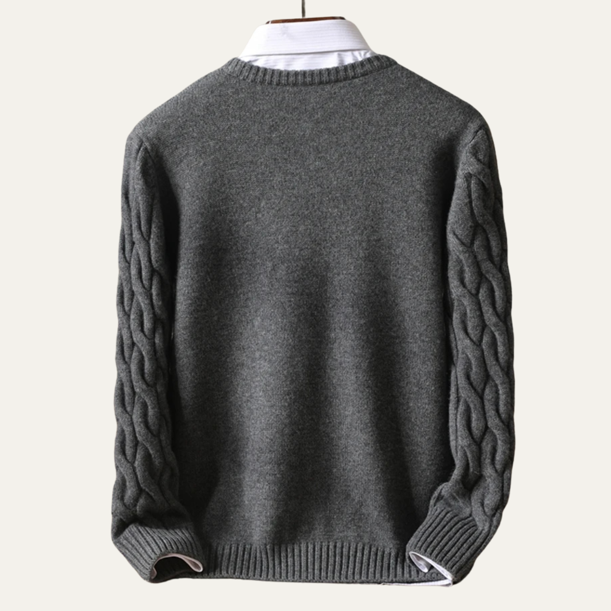 Men's Cable Knit Crewneck Sweater Warm Winter