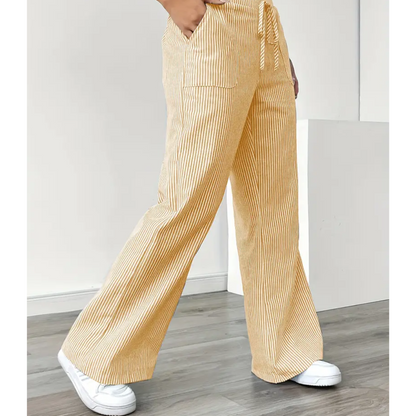Comfortable Stripe Pants With Side Pockets