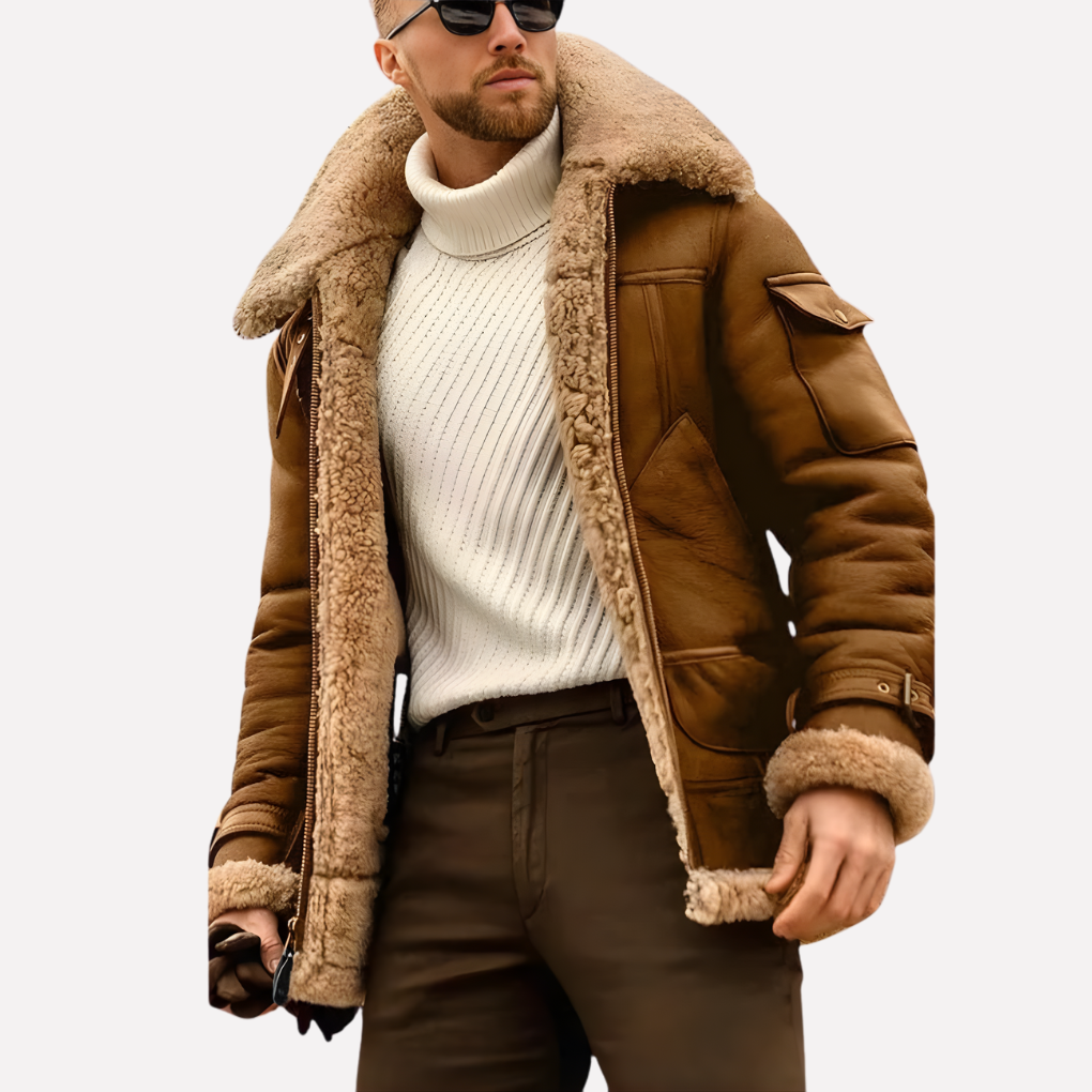 Men's Aviator Leather Jacket - VibreMode