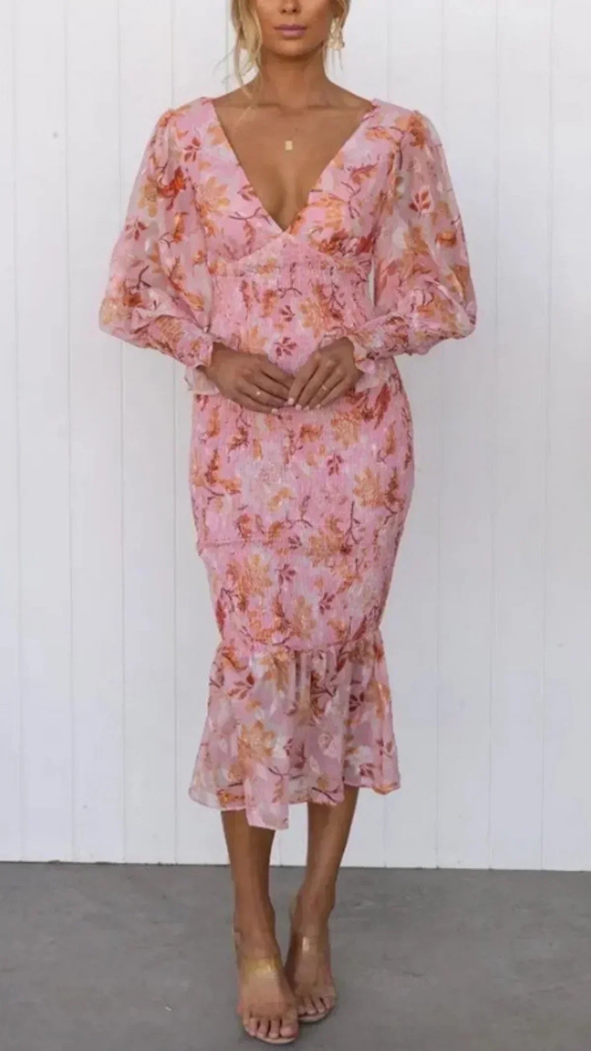 Women's Floral Evening Dress - VibreMode