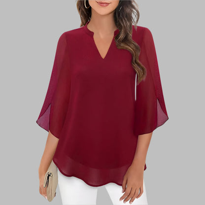 Women's V Neck Summer Petal Sleeves