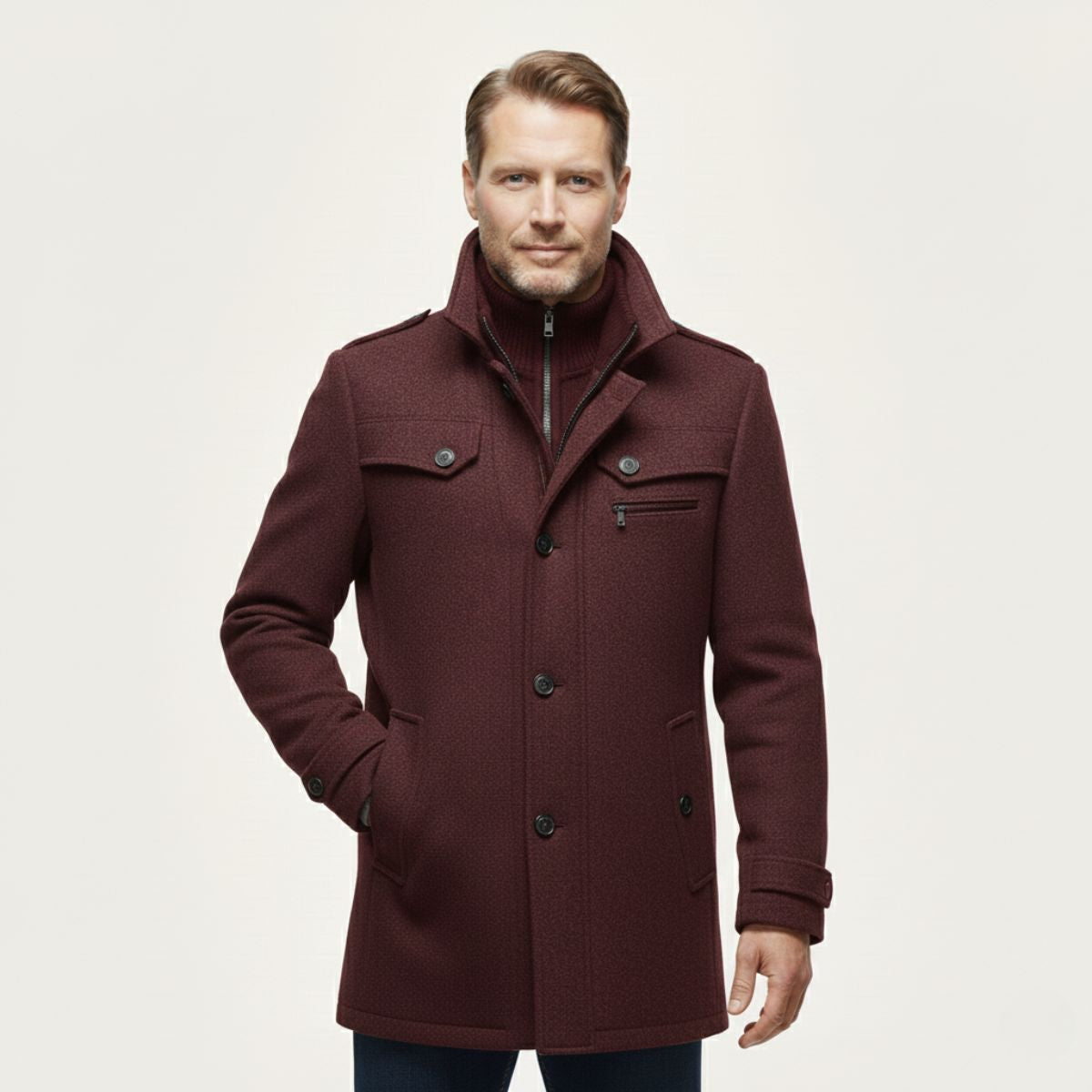 Men's Wool Blend Winter Coat Smart Casual