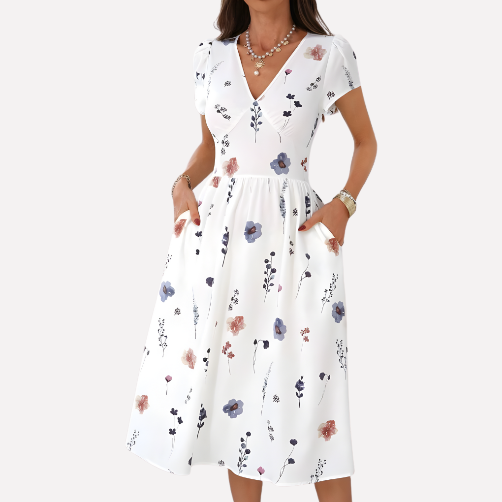 Women's V-Neck Pocket Dress - VibreMode