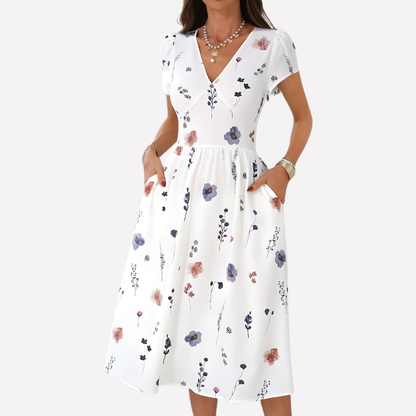 Women's V-Neck Pocket Dress - VibreMode