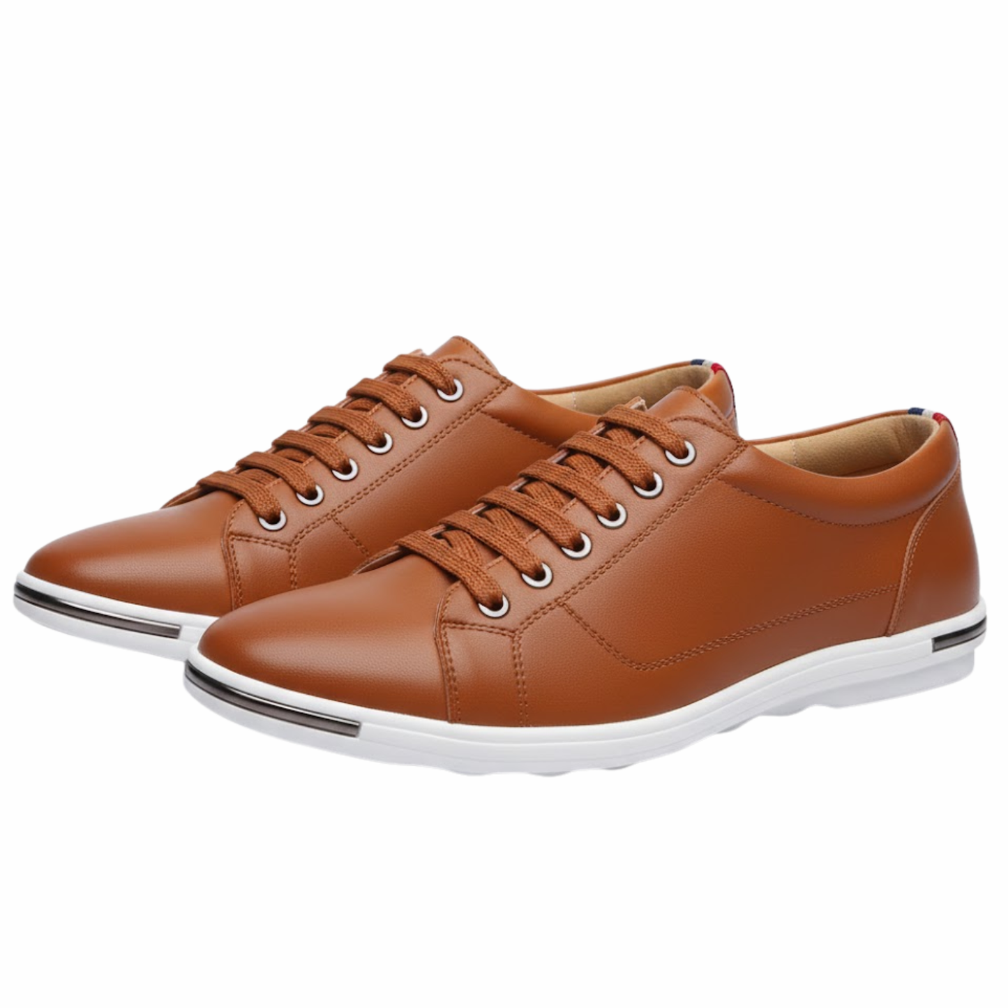 Comfortable Men's Leather Lace Up Sneakers - VibreMode