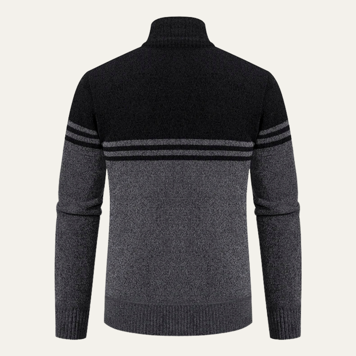 Men's Striped Fleece Lined Sweater Jacket