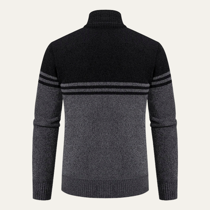 Men's Striped Fleece Lined Sweater Jacket